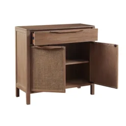 Cabinets & Sideboards-Kirkland's Home Natural Wood 2-Door Cane Webbing Chest Tan