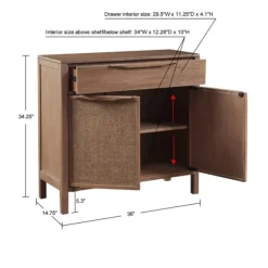 Cabinets & Sideboards-Kirkland's Home Natural Wood 2-Door Cane Webbing Chest Tan