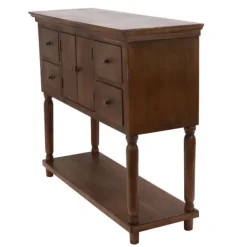 Console Tables-Kirkland's Home Natural Wood 2-Door 4-Drawer Buffet Console Table Tan