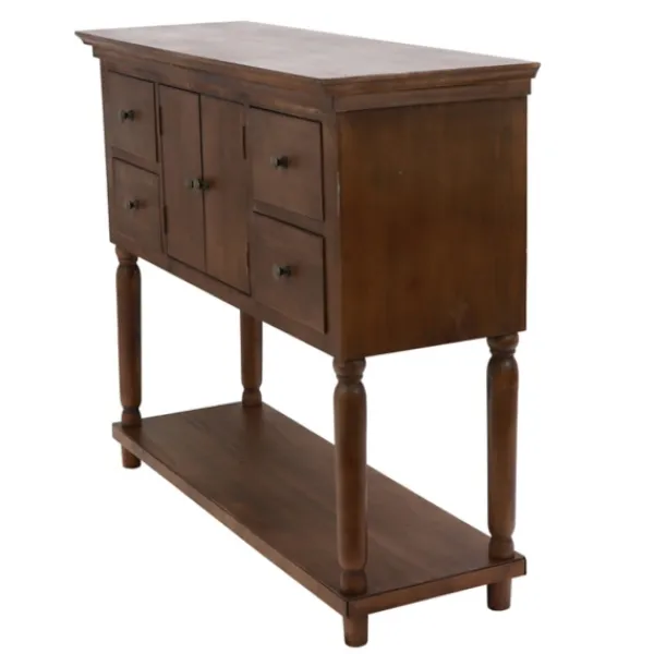 Console Tables-Kirkland's Home Natural Wood 2-Door 4-Drawer Buffet Console Table Tan
