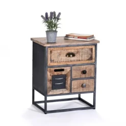 Nightstands-Kirkland's Home Natural Wood 3-Drawer Nights D With Cabinet Tan