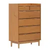 Dressers & Chests-Kirkland's Home Natural Wood 6-Drawer Simple Dresser Tan