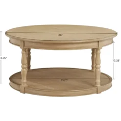 Coffee Tables-Kirkland's Home Natural Wood Finish Turned Leg Round Coffee Table