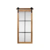 Decorative Mirrors-Kirkland's Home Natural Wood Frame Black Metal Window Mirror