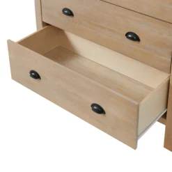 Dressers & Chests-Kirkland's Home Natural Wood Grain 5-Drawer Storage Chest Tan