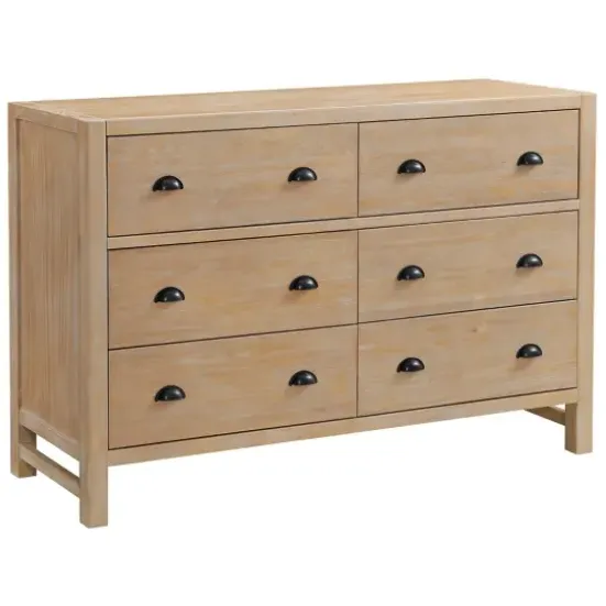 Dressers & Chests-Kirkland's Home Natural Wood Grain 6-Drawer Dresser Tan