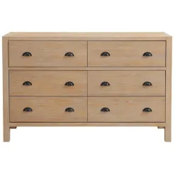 Dressers & Chests-Kirkland's Home Natural Wood Grain 6-Drawer Dresser Tan