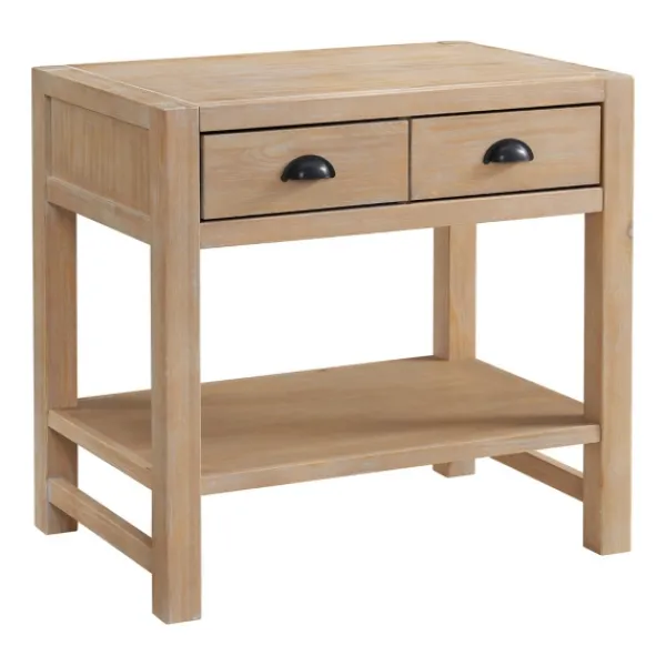 Nightstands-Kirkland's Home Natural Wood Grain Open Shelf Nights D Tan