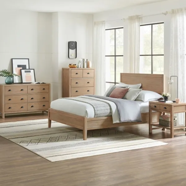 Nightstands-Kirkland's Home Natural Wood Grain Open Shelf Nights D Tan