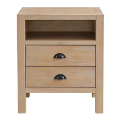 Nightstands-Kirkland's Home Natural Wood Grain Open Storage Nights D Tan