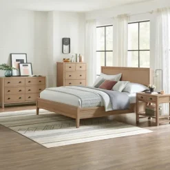 Beds & Headboards-Kirkland's Home Natural Wood Grain Panel King Bed Tan