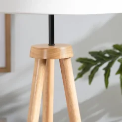 Floor Lamps-Kirkland's Home Natural Wood Modern Tripod Floor Lamp White
