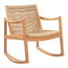 Accent Chairs-Kirkland's Home Natural Wood Modern Woven Rocking Chair Tan