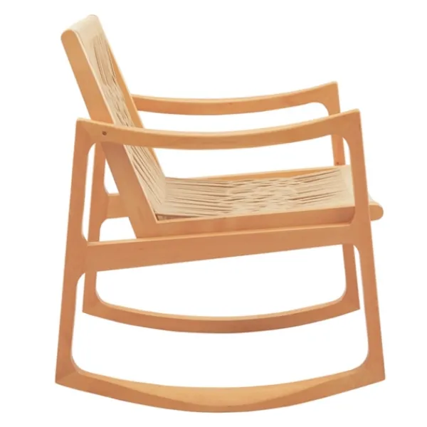 Accent Chairs-Kirkland's Home Natural Wood Modern Woven Rocking Chair Tan