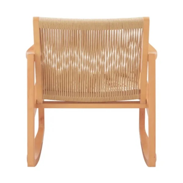 Accent Chairs-Kirkland's Home Natural Wood Modern Woven Rocking Chair Tan