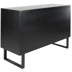Cabinets & Sideboards-Kirkland's Home Natural Wood Mosaic Paneling Cabinet Black/Tan