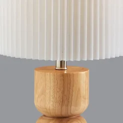 Table Lamps-Kirkland's Home Natural Wood Pleated Shade Table Lamp White