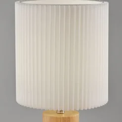Table Lamps-Kirkland's Home Natural Wood Pleated Shade Table Lamp White