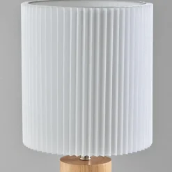 Table Lamps-Kirkland's Home Natural Wood Pleated Shade Table Lamp White