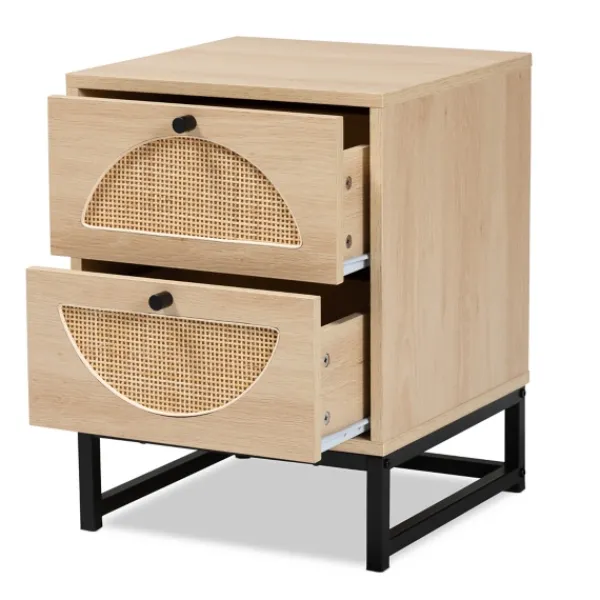 Nightstands-Kirkland's Home Natural Wood Rat Cut Out Nights D Tan