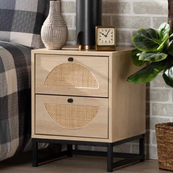 Nightstands-Kirkland's Home Natural Wood Rat Cut Out Nights D Tan