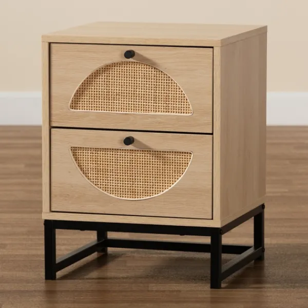 Nightstands-Kirkland's Home Natural Wood Rat Cut Out Nights D Tan