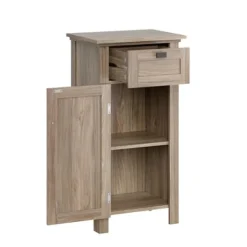 Bathroom Furniture-Kirkland's Home Natural Wood Single Door Cabinet Tan