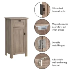 Bathroom Furniture-Kirkland's Home Natural Wood Single Door Cabinet Tan