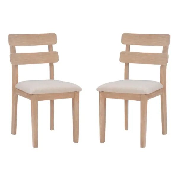Dining Chairs-Kirkland's Home Natural Wood Slatted Back Dining Chairs, Set Of 2 Gray