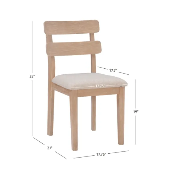 Dining Chairs-Kirkland's Home Natural Wood Slatted Back Dining Chairs, Set Of 2 Gray