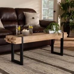 Benches & Ottomans-Kirkland's Home Natural Wood Stack Industrial Bench