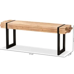 Benches & Ottomans-Kirkland's Home Natural Wood Stack Industrial Bench