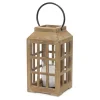 Lanterns-Kirkland's Home Natural Wood Windowpane Lantern, 17 In. Tan