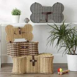 Baskets & Boxes-Kirkland's Home Natural Woven Bone Shaped Basket, 17 In. Tan
