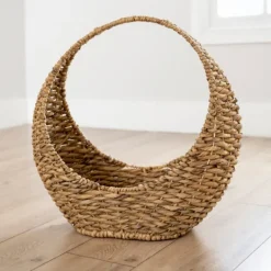 Baskets & Boxes-Kirkland's Home Natural Woven Half Moon Basket Tan