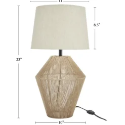 Table Lamps-Kirkland's Home Natural Woven Jute Urn Table Lamp Tan