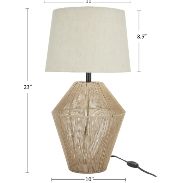 Table Lamps-Kirkland's Home Natural Woven Jute Urn Table Lamp Tan