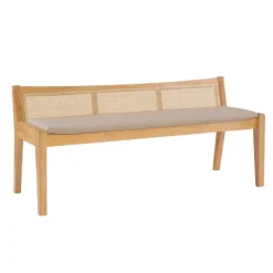 Entryway Furniture-Kirkland's Home Natural Woven Rat Back Minimalist Bench Tan