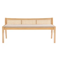 Entryway Furniture-Kirkland's Home Natural Woven Rat Back Minimalist Bench Tan