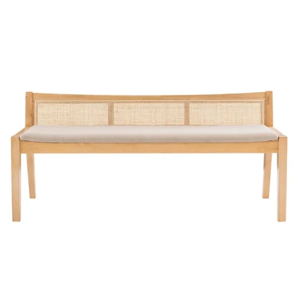 Entryway Furniture-Kirkland's Home Natural Woven Rat Back Minimalist Bench Tan