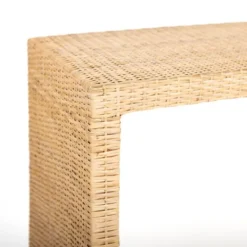 Console Tables-Kirkland's Home Natural Woven Rat Console Table Tan