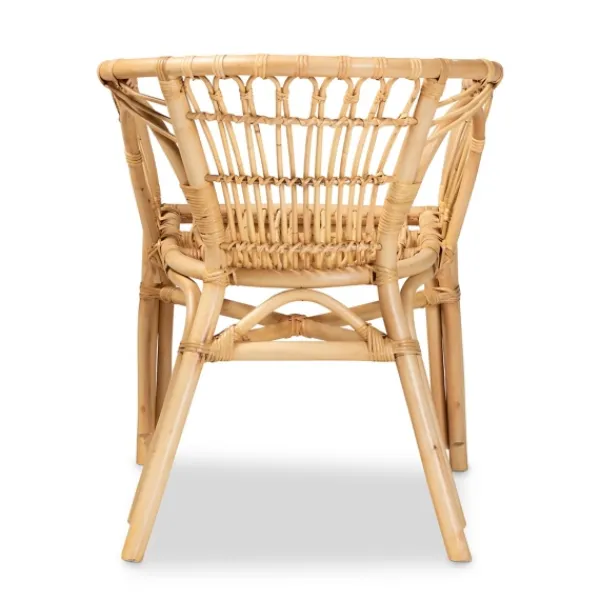 Dining Chairs-Kirkland's Home Natural Woven Rat Curved Back Dining Chair Tan