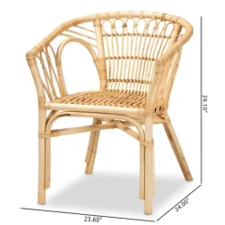 Dining Chairs-Kirkland's Home Natural Woven Rat Curved Back Dining Chair Tan