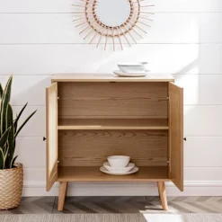 Cabinets & Sideboards-Kirkland's Home Natural Woven Rat Front Cabinet Tan