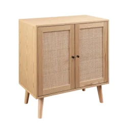 Cabinets & Sideboards-Kirkland's Home Natural Woven Rat Front Cabinet Tan