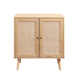 Cabinets & Sideboards-Kirkland's Home Natural Woven Rat Front Cabinet Tan