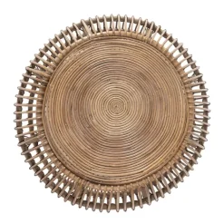 Coffee Tables-Kirkland's Home Natural Woven Rat Round Coffee Table Tan