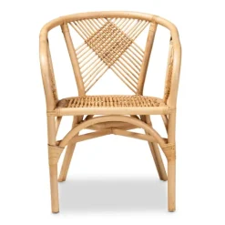Dining Chairs-Kirkland's Home Natural Woven Rat X-Back Dining Chair Tan
