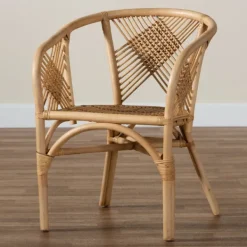 Dining Chairs-Kirkland's Home Natural Woven Rat X-Back Dining Chair Tan