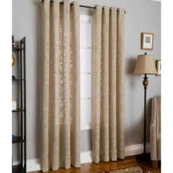 Curtains & Drapes-Kirkland's Home Natural Woven Single Curtain Panel, 84 In. Tan